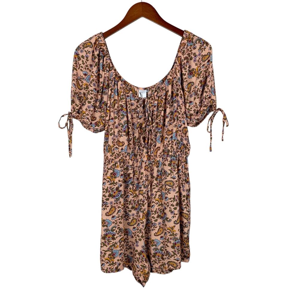 Violet Romance Romper Pink Floral Off Shoulder Boho Cottage Women's US 10